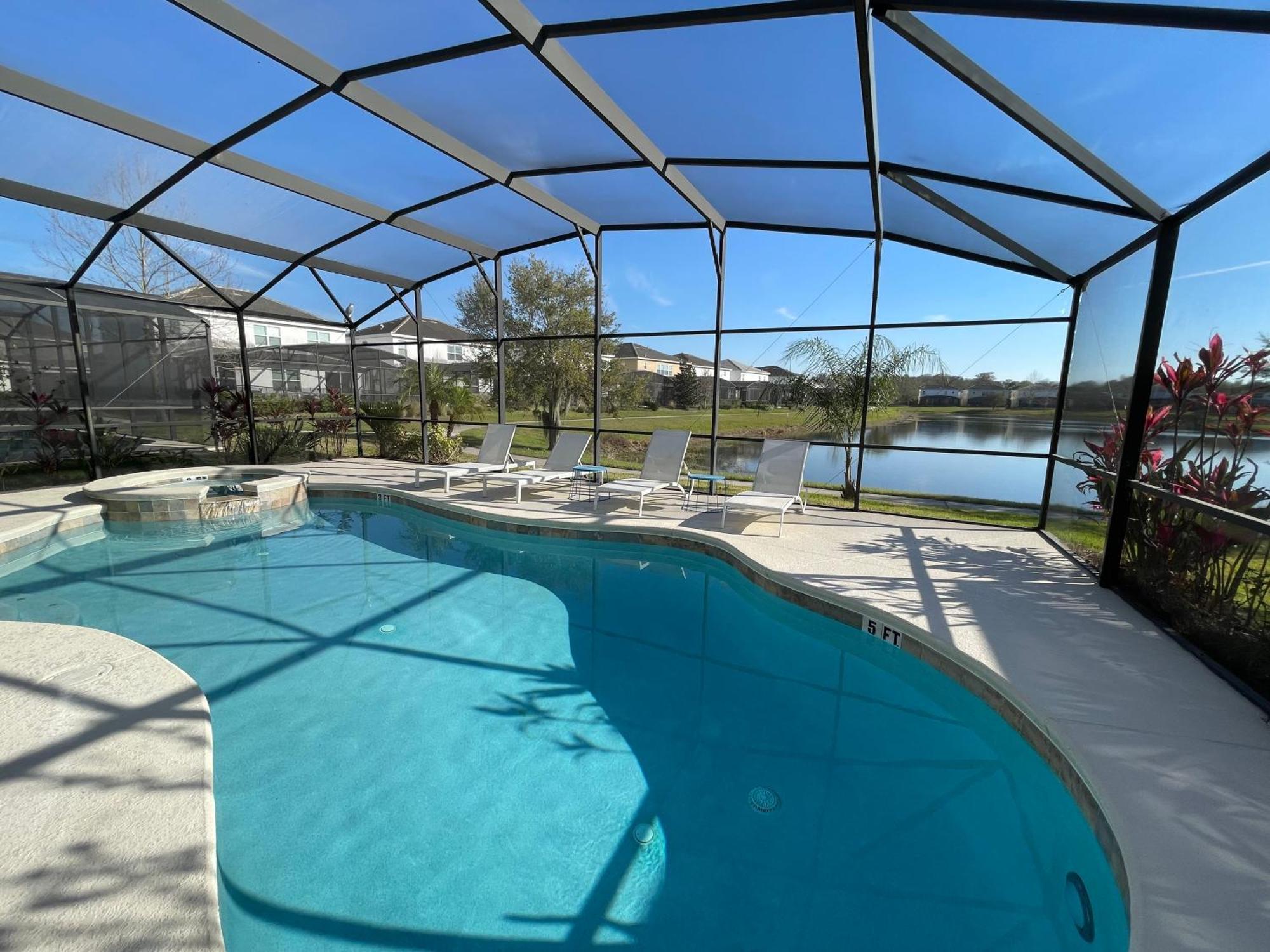 #372-Welcome To Lightwater Villa, Your Modern Disney Vacation Home! South-Facing Pool & Spa Overlooking Lake Kissimmee Exterior foto