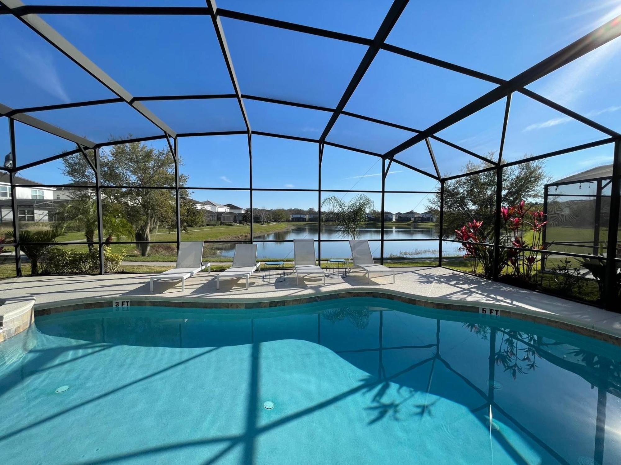 #372-Welcome To Lightwater Villa, Your Modern Disney Vacation Home! South-Facing Pool & Spa Overlooking Lake Kissimmee Exterior foto