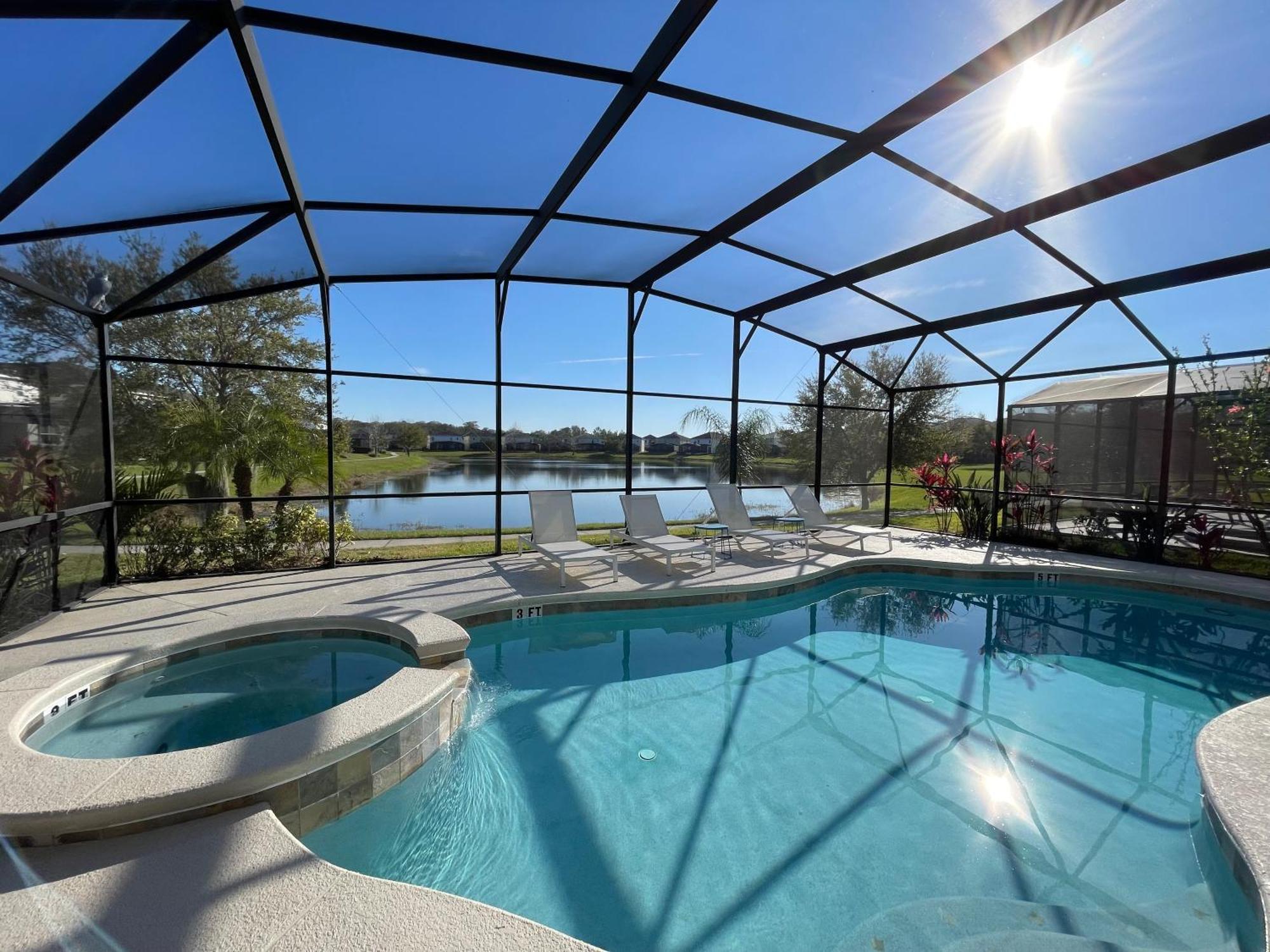 #372-Welcome To Lightwater Villa, Your Modern Disney Vacation Home! South-Facing Pool & Spa Overlooking Lake Kissimmee Exterior foto